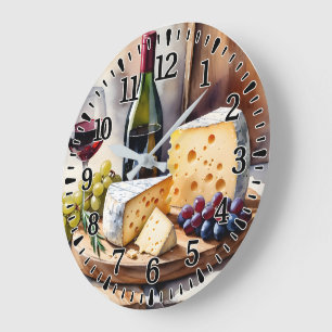 Wein & Käse Große Wanduhr