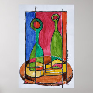 Wein-, Käse- und Baguette-Mittagessen Paris, Fra Poster