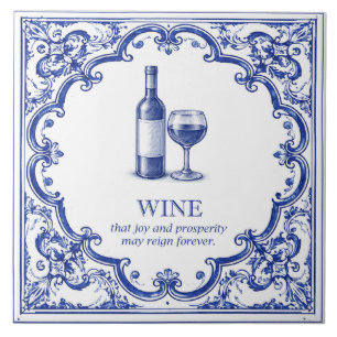 Wein Küche Segen Blau Italienisch Fliese