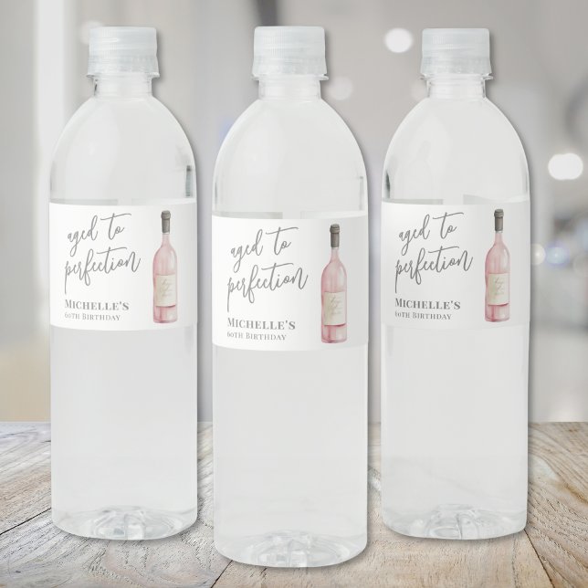 Wein leicht alt bis perfekt Geburtstag (Wine Simple Aged To Perfection Birthday Water Bottle Label )