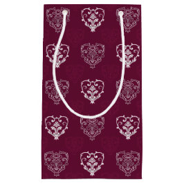 Wein Lila & Silberherz Gemusterte Geschenktasche Kleine Geschenktüte