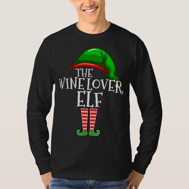Wein Lover Elf Matching Familie Weihnachtsgeschenk T-Shirt (Vorderseite)