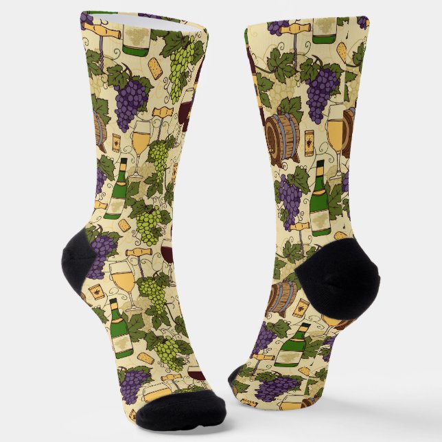 Wein Lover Trauben und Wein Gemustert Socken (Gewinkelt)
