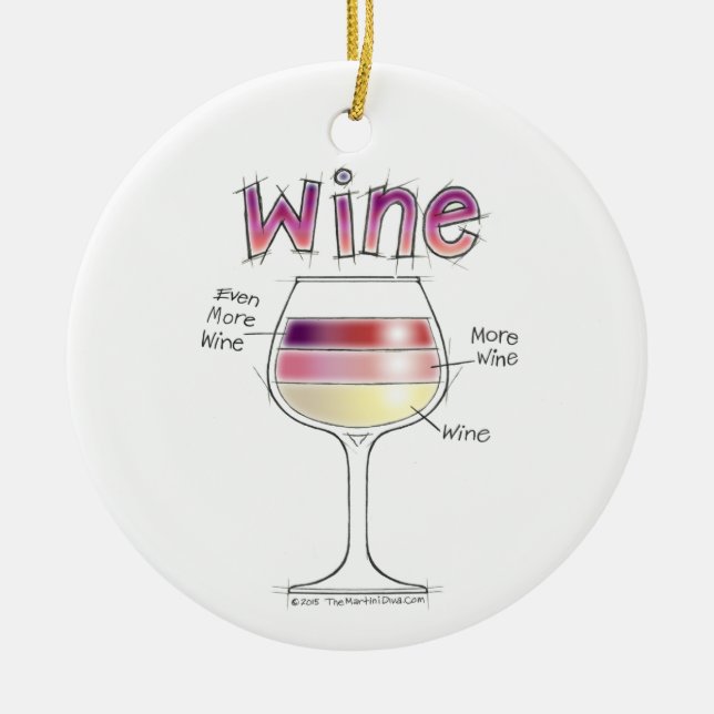 WEIN, MEHR WEIN, NOCH MEHR WEIN KERAMIKORNAMENT (Vorne)