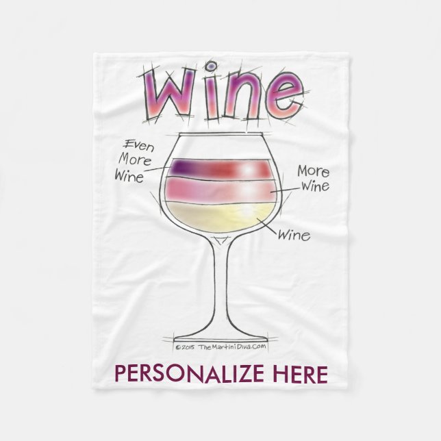 WEIN, MEHR WEIN, SOGAR NOCH MEHR WEIN FLEECEDECKE (Vorderseite)
