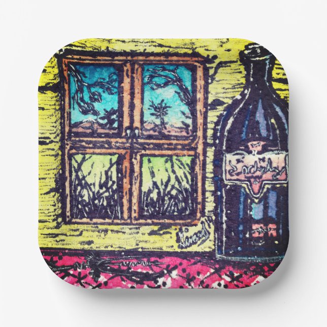 Wein mit Aussicht Pappteller (Vorderseite)