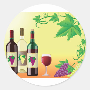 Wein mit Trauben-Aufklebern Runder Aufkleber