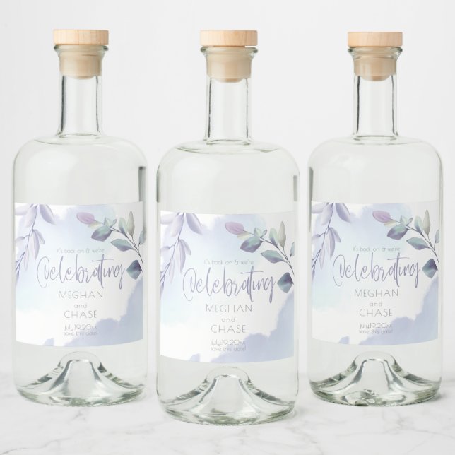 Wein oder Bier | Rustikale Aqua Lilac Blätter Alkoholflaschenetikett (Flaschen)