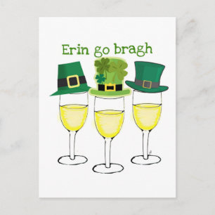 WEIN PARTY ERIN GO BRAGH ST. PATRICKS DAY EINLADUNGSPOSTKARTE