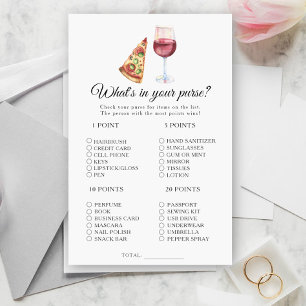 Wein & Pizza Brautparty Was ist in Ihrer Tasche?