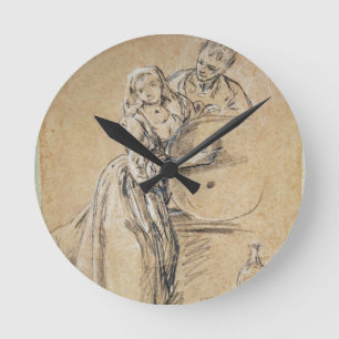 Wein-pourer mit einer Karte des jungen Mannes Runde Wanduhr