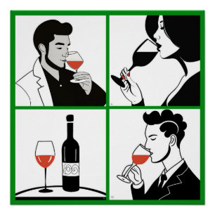 Wein Quartett Glänzendes Poster
