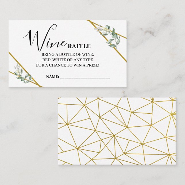 Wein Raffle Ticket Grüne Gold Duschkarte (Vorne/Hinten)