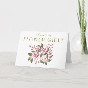 Wein-Rosen-Bouquet Wirst du mein Blumenmädchen sei Einladung