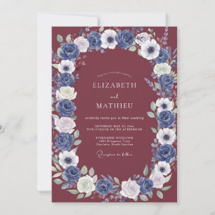 Wein-Schiefer-Anemone-Hochzeit Einladung