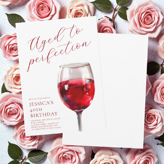 Wein Skript "Aged to Perfection" 40. Geburtstagsfe Einladung