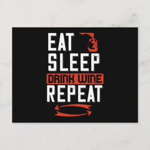 Wein - Sleep Drink Wein wiederholen Postkarte