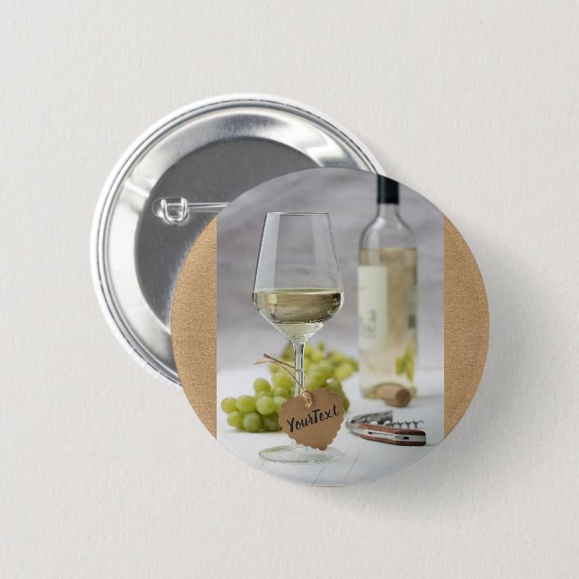 Wein Sommelier Wein Lover Flasche Traubendesign Button (Vorne & Hinten)