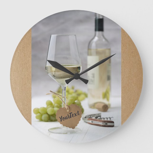 Wein Sommelier Wein Lover Flasche Traubendesign Große Wanduhr (Vorderseite)