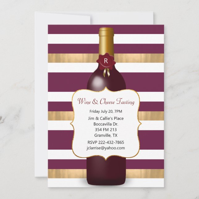 Wein Thema Party Einladung (Vorderseite)
