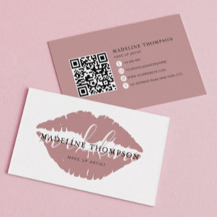 Wein Tinte Lippen Kalligrafie Script QR Code Visitenkarte