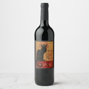 Wein Tournee du Chat Noir und Champagne-Aufkleber Weinetikett