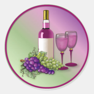 Wein & Trauben Toast Runder Aufkleber