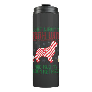 Wein trinken Golden Retriever zu Weihnachten umarm Thermosbecher