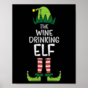 Wein trinkender Elf Xmas Weihnachten für Familie M Poster