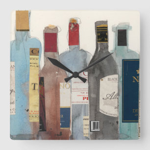 Wein u. Geist Quadratische Wanduhr