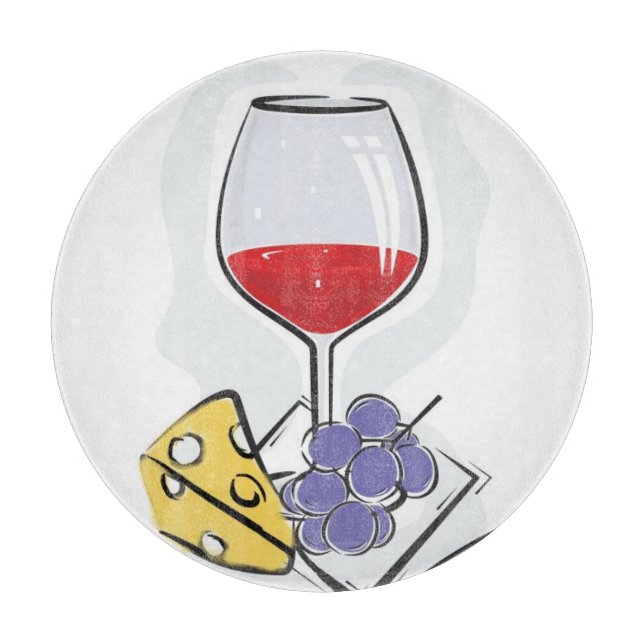 Wein-u. Käse-dekoratives Glasschneiden-Brett Schneidebrett (Vorderseite)