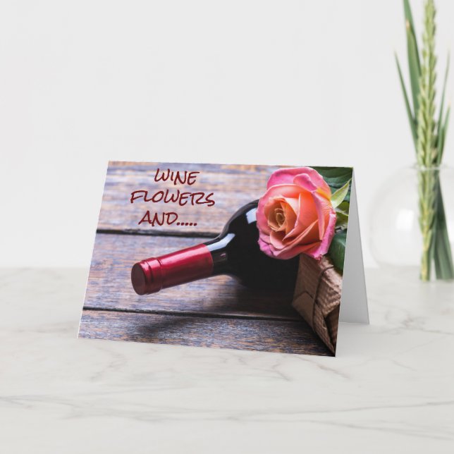 WEIN UND BLUME SOWIE "SIE" UND "ICH" KARTE (Vorderseite)