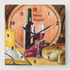 Wein und Brot Personalisiert Quadratische Wanduhr