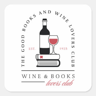 Wein- und Buchclub-Romantik-Lesegruppe Quadratischer Aufkleber