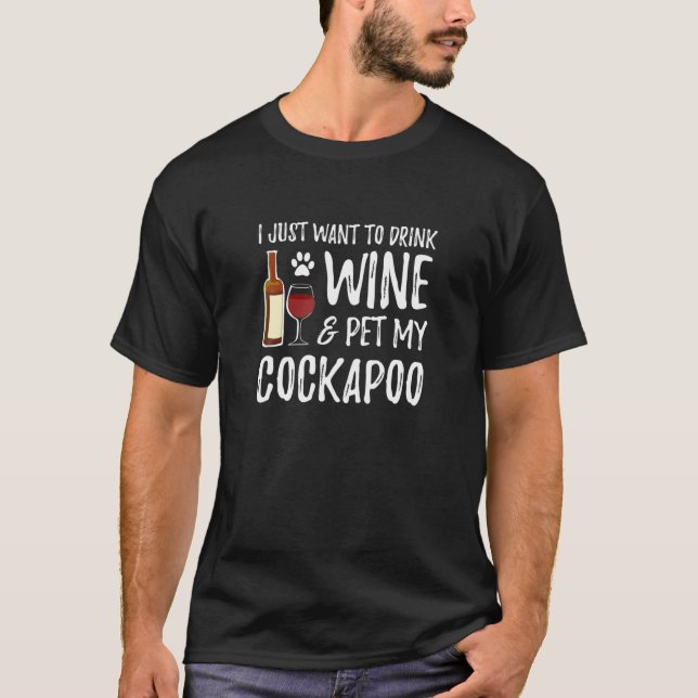 Wein und Cockapoo Funny Dog Mama oder Hund Vater G T-Shirt (Vorderseite)