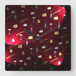 Wein und Essen Cranberry‑Lichter Quadratische Wanduhr