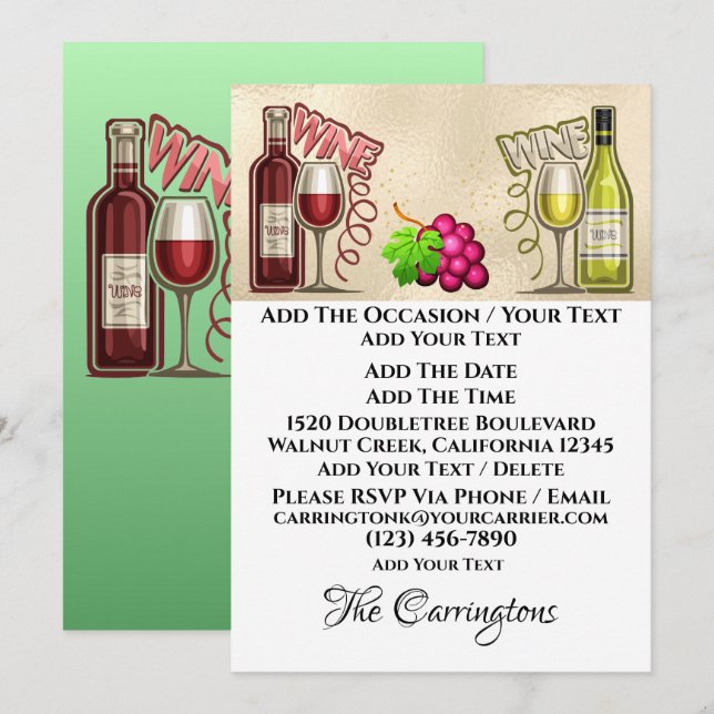 Wein und Freunde Einladung (Vorne/Hinten)