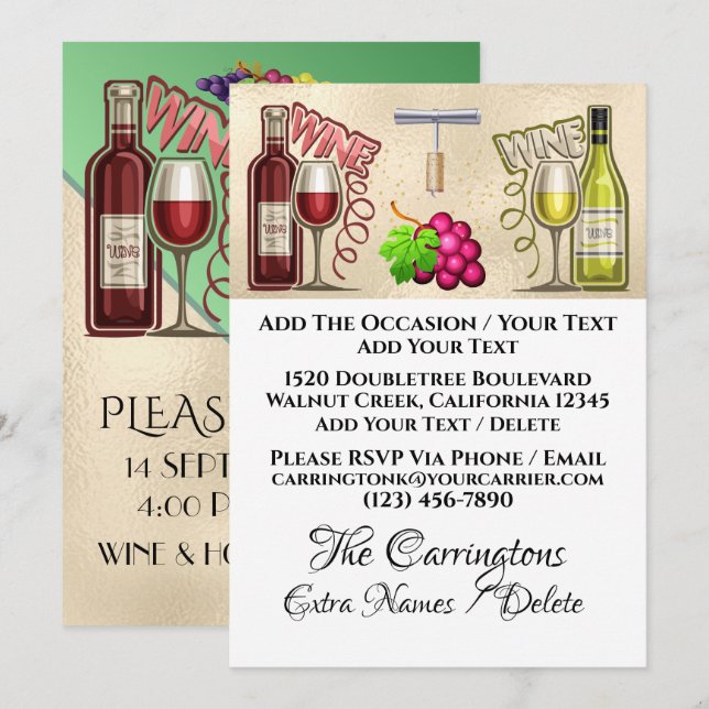 Wein und Freunde - siehe Zurück - Einladung (Vorne/Hinten)