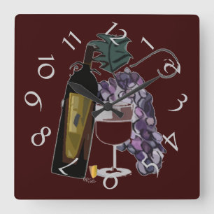Wein und Gähnen Humorvoll Quadratische Wanduhr