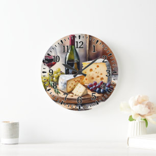 Wein und Käse  Große Wanduhr