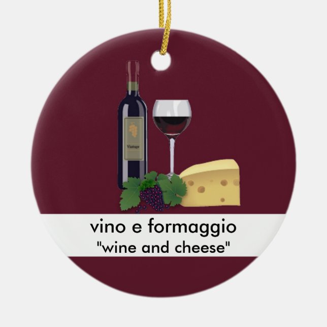 Wein-und Käse-Verzierung Keramik Ornament (Vorne)