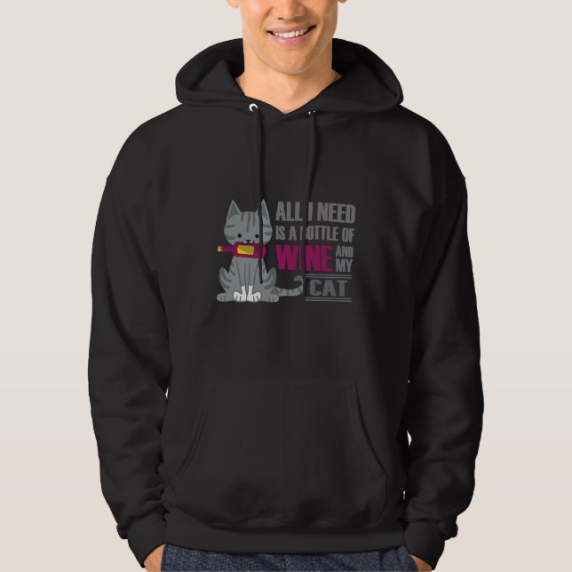 Wein und Katzen Hoodie (Vorderseite)