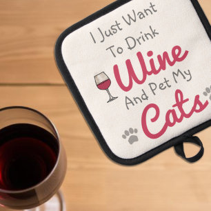 Wein und Katzen Topflappen