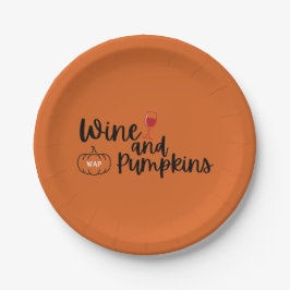Wein und Pumpkins Orange & Black Halloween-Party Pappteller