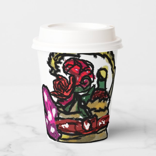 Wein und Rose Pappbecher (Vorderseite)