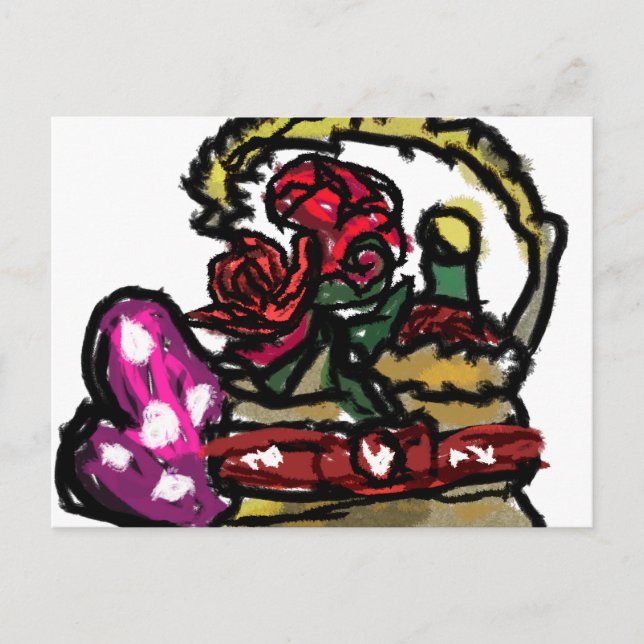 Wein und Rose Postkarte (Vorderseite)