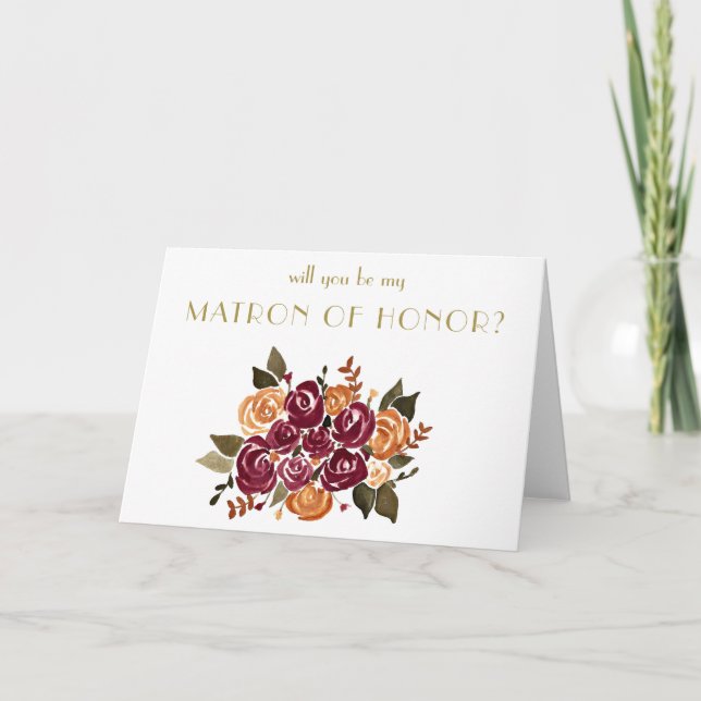 Wein und Rose werden meine Ehrenmatrone sein Einladung (Vorderseite)
