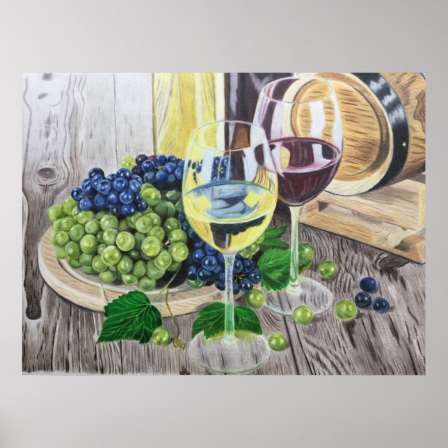 Wein und Trauben Poster (Vorne)