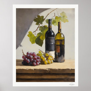 Wein- und Trauben-Stillleben-Plakat Poster
