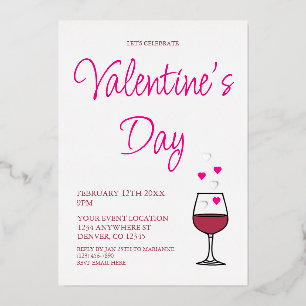 Wein Valentinstag Party Folieneinladung